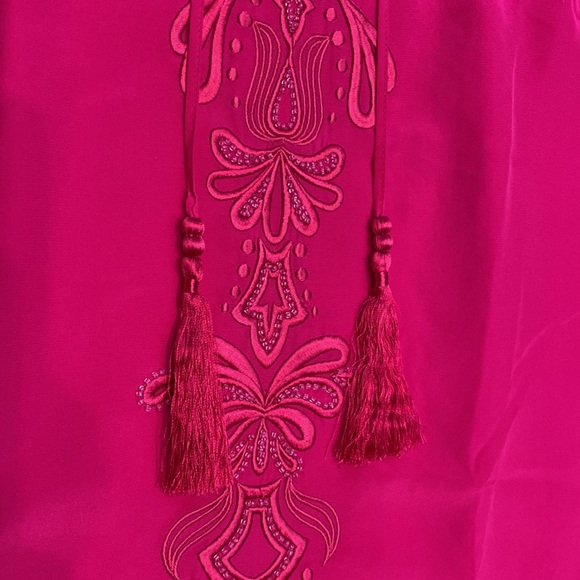 LILLY PULITZER Raspberry Pink Cold Shoulder Embroidered with Beads sz XS Dress - Picture 5 of 12